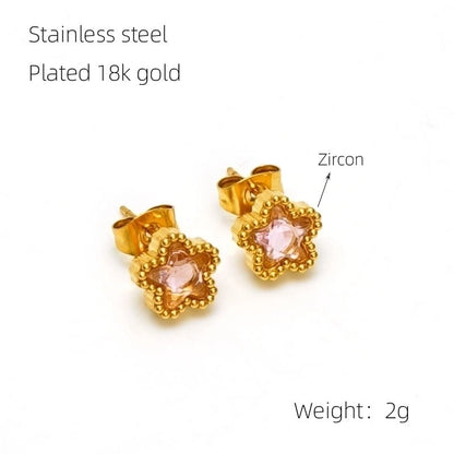 1 Pair Glam Retro Heart Shape Plating Inlay 304 Stainless Steel Rhinestones 18K Gold Plated Drop Earrings