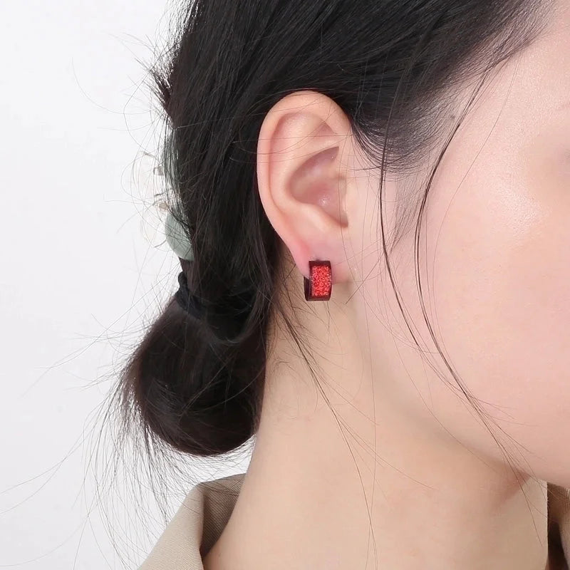 1 Pair Shiny Round Solid Color Inlay Stainless Steel Rhinestones 18K Gold Plated Earrings