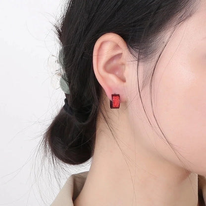 1 Pair Shiny Round Solid Color Inlay Stainless Steel Rhinestones 18K Gold Plated Earrings