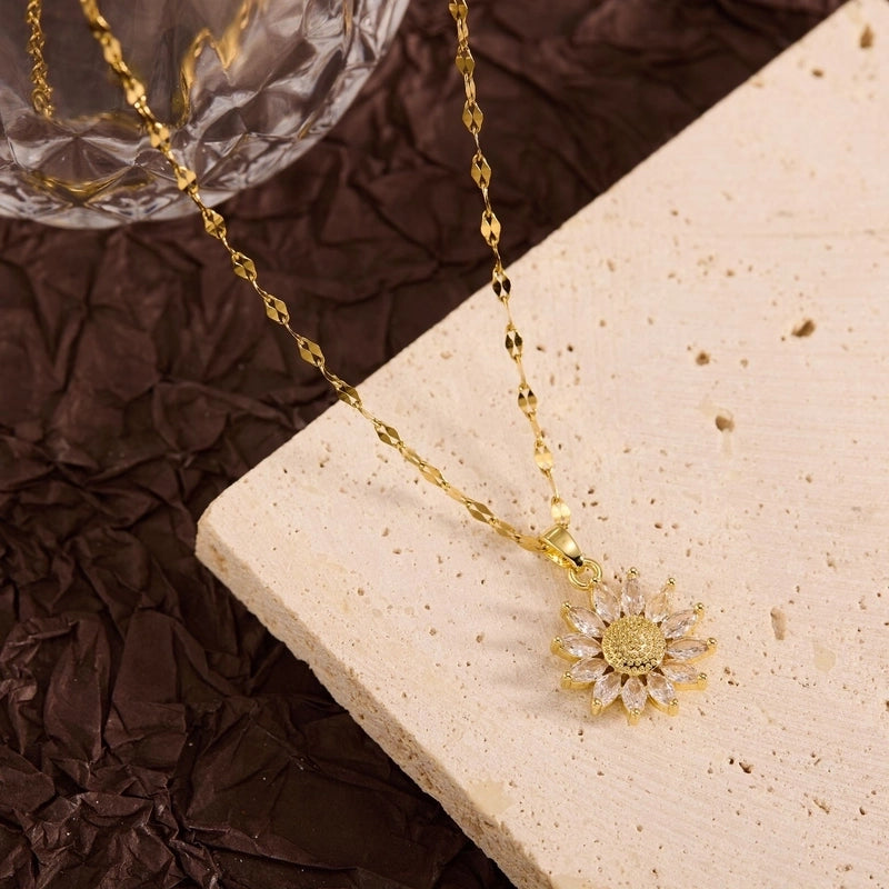 Titanium Steel Copper Leaf Heart Shape Pendant Necklace