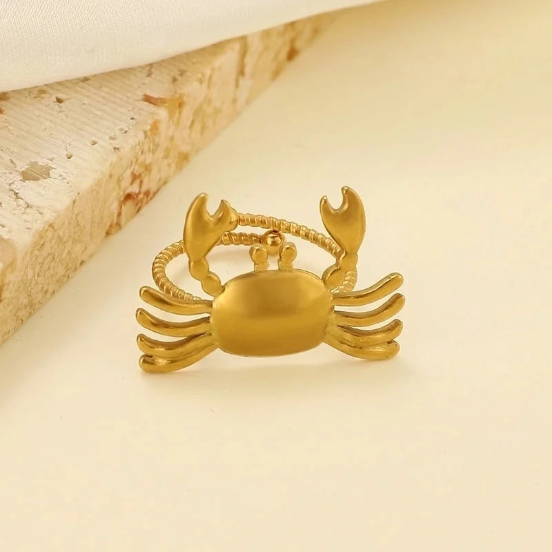 Hawaiian Beach Tropical Tortoise Starfish Shell 304 Stainless Steel Open Rings