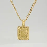 Fashion Letter Rectangle 304 Stainless Steel Titanium Steel 18K Gold Plated Gold Plated Pendant Necklace