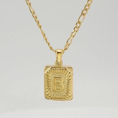Fashion Letter Rectangle 304 Stainless Steel Titanium Steel 18K Gold Plated Gold Plated Pendant Necklace