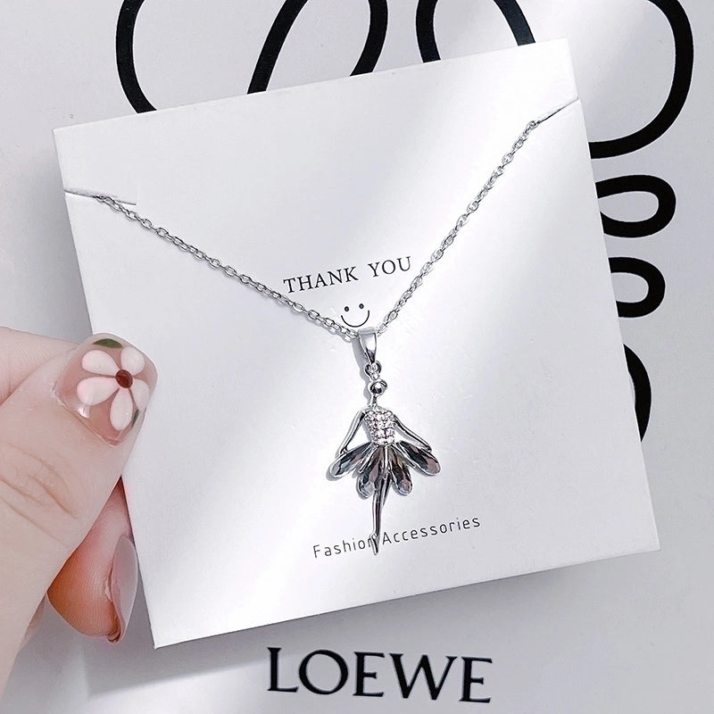 Casual Minimalist Human Flower Titanium Steel Plating Inlay Rhinestones Pearl Pendant Necklace