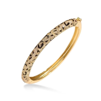 Copper 18K Gold Plated Enamel Inlay Round Snake Pattern Leopard Zircon Bracelets Earrings