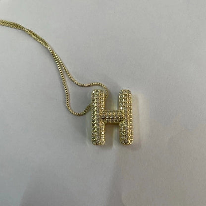 Elegant Luxurious Classic Style Letter Copper 14k Gold Plated Zircon Pendant Necklace In Bulk