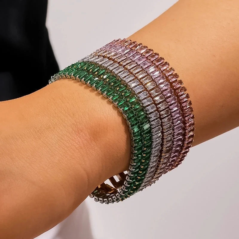 Retro Solid Color 304 Stainless Steel Zircon Bracelets In Bulk