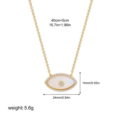 Modern Style Classic Style Devil's Eye 304 Stainless Steel Natural Stone Turquoise Zircon 18K Gold Plated Pendant Necklace