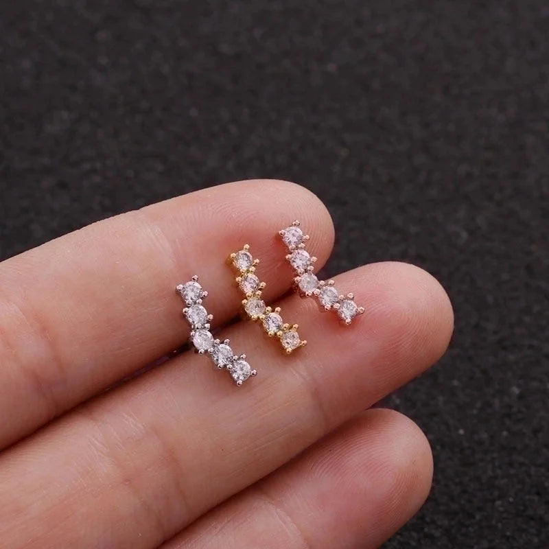 Ear Cartilage Rings & Studs Star 316L Stainless Steel Copper Zircon