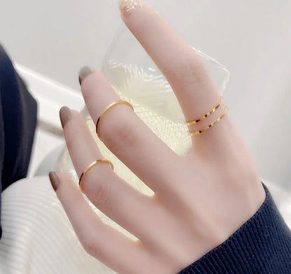 Minimalist Solid Color Titanium Steel 18K Gold Plated Polishing Rings