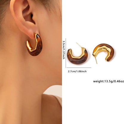 1 Pair Retro Minimalist Geometric Plating Titanium Steel Drop Earrings Ear Studs