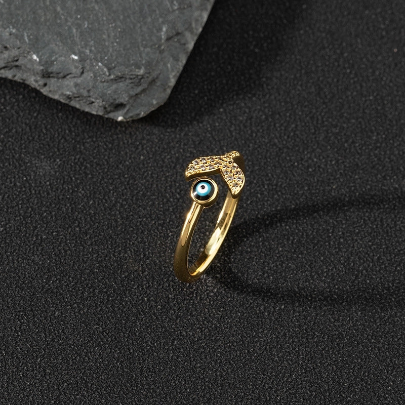 Fashion Eye Butterfly Copper Inlay Zircon Open Ring 1 Piece