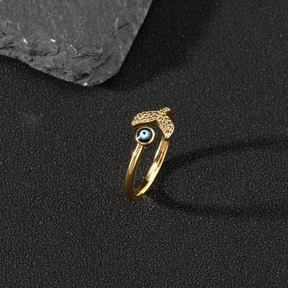 Fashion Eye Butterfly Copper Inlay Zircon Open Ring 1 Piece