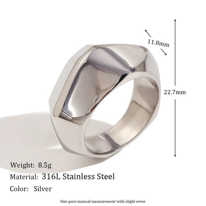 Minimalist Circle Geometric Stainless Steel 18K Gold Plated Rings