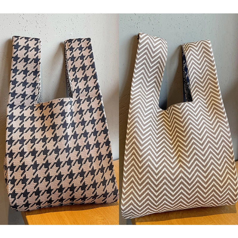 Vest Bag Vest Bag Cute Panda Large Knitted Shoulder Handbag Hand Bag Commuter Large Capacity Wrist Bag