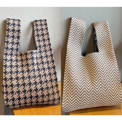 Vest Bag Vest Bag Cute Panda Large Knitted Shoulder Handbag Hand Bag Commuter Large Capacity Wrist Bag