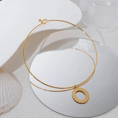 IG Style Casual Vacation Round Vortex Flower 304 Stainless Steel 14K Gold Plated Hollow Out Choker