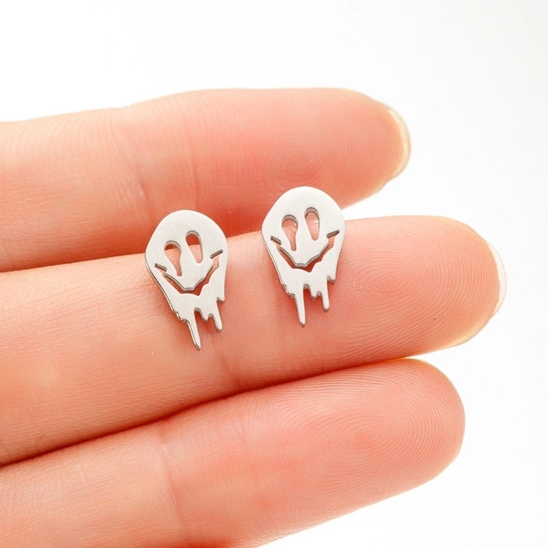 1 Pair Halloween Minimalist Ghost Polishing Plating 304 Stainless Steel 18K Gold Plated Ear Studs