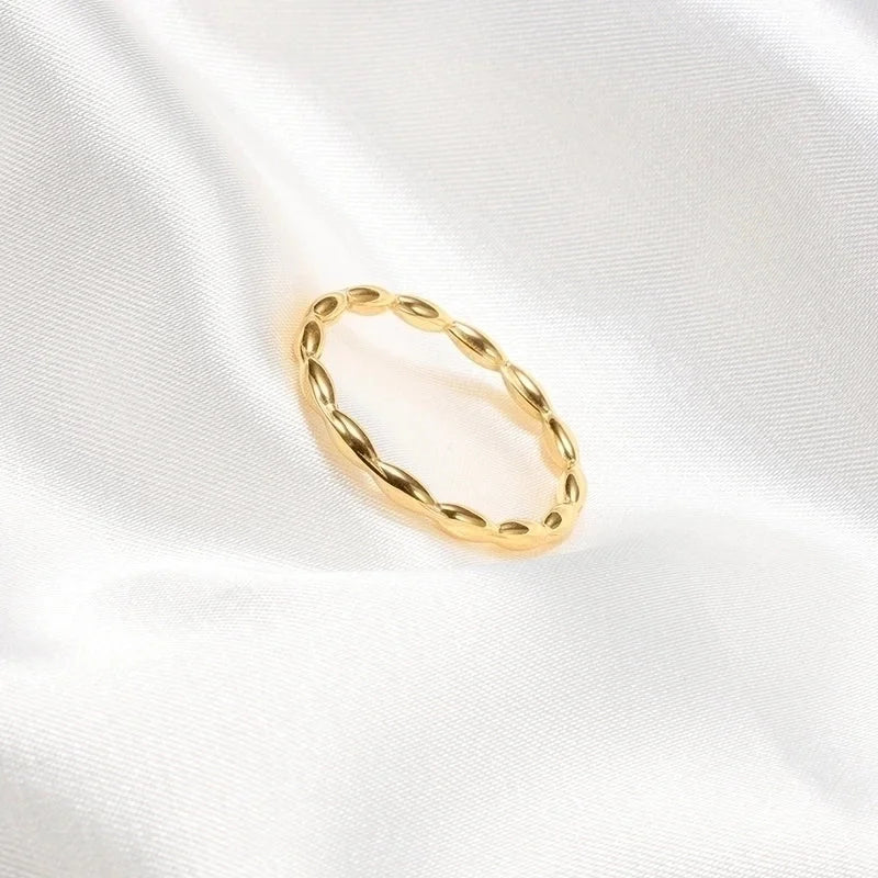 Minimalist Solid Color Titanium Steel 18K Gold Plated Plating Rings