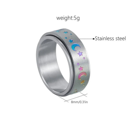 Jewelry Fashion Star Moon 304 Stainless Steel Rings