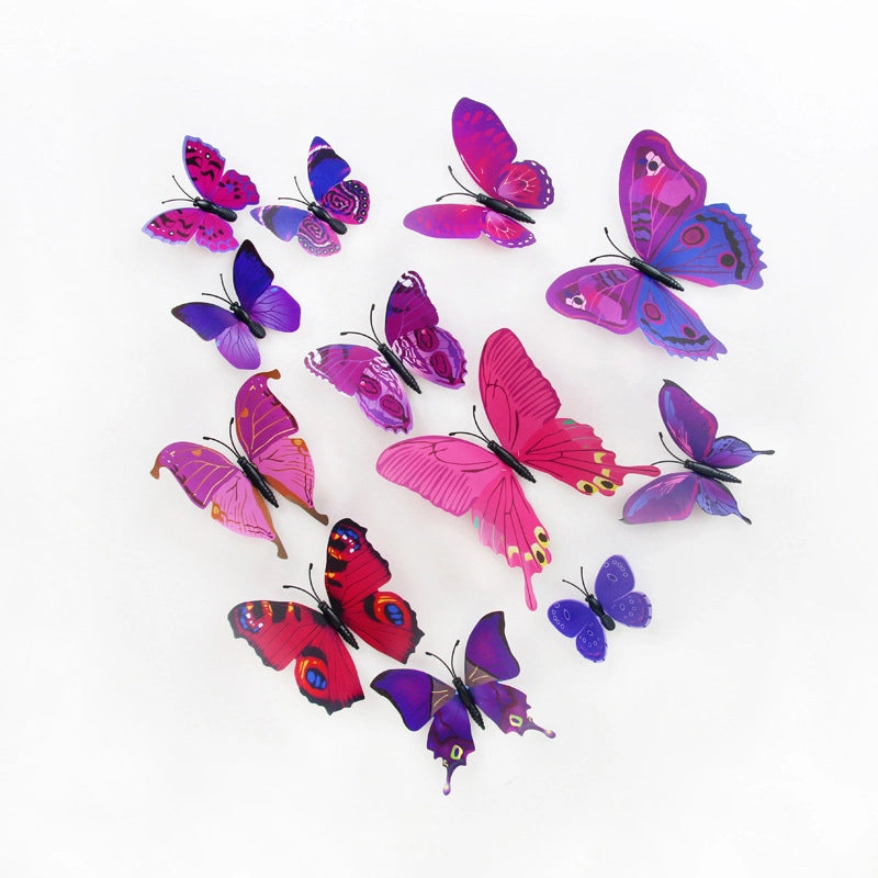 3d Realistic Butterfly Wall Stickers Fridge Magnets Home Mall Background Decorations Pvc Wall Decals Artistic Crafts
