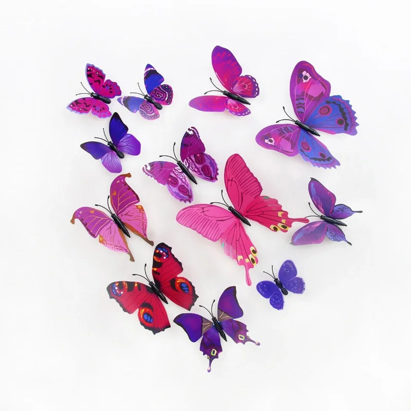 3d Realistic Butterfly Wall Stickers Fridge Magnets Home Mall Background Decorations Pvc Wall Decals Artistic Crafts