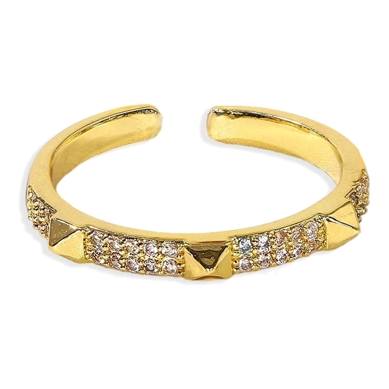 Geometric Silver Transparent Rhinestone Inlaid Series Open Copper Inlaid Zirconium Ring