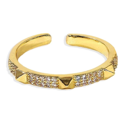 Geometric Silver Transparent Rhinestone Inlaid Series Open Copper Inlaid Zirconium Ring