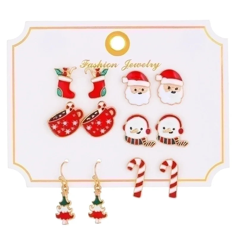 Cartoon Style Cute Classic Style Christmas Tree Santa Claus Bell Alloy Stoving Varnish Plating Inlay Rhinestones Zircon 18k Gold Plated Silver Plated Christmas Women's Jewelry Set