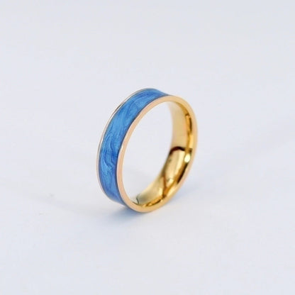 304 Stainless Steel 18K Gold Plated Romantic Sweet Commute Enamel Plating Solid Color Rings