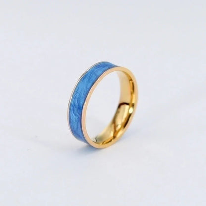304 Stainless Steel 18K Gold Plated Romantic Sweet Commute Enamel Plating Solid Color Rings