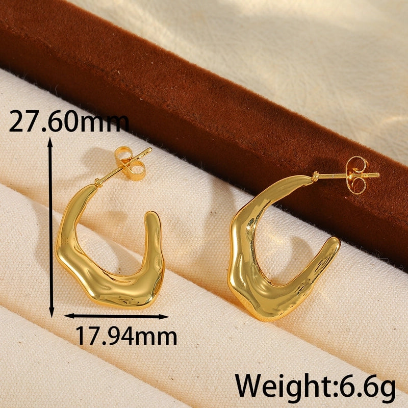 1 Pair Basic Minimalist C Shape Irregular Geometric Plating 304 Stainless Steel 18K Gold Plated Earrings