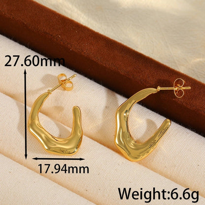 1 Pair Basic Minimalist C Shape Irregular Geometric Plating 304 Stainless Steel 18K Gold Plated Earrings