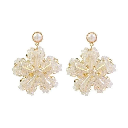 1 Pair Fashion Flower Butterfly Bow Knot Inlay Alloy Artificial Pearls Rhinestones Shell Earrings