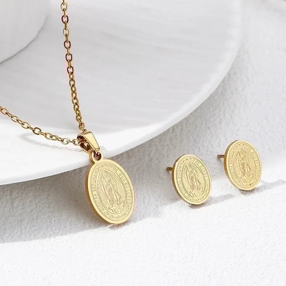 Vintage Style Geometric 304 Stainless Steel 18K Gold Plated Plating Earrings Necklace