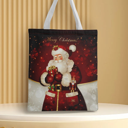 Christmas Unisex Polyester Christmas House Christmas Tree Santa Claus Cute Square Open Handbag
