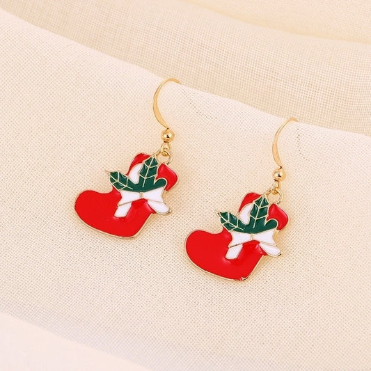 Christmas Earrings Set Long Bells Snowflake Old Man Tree Crutch Bell Alloy Ear Jewelry For Women