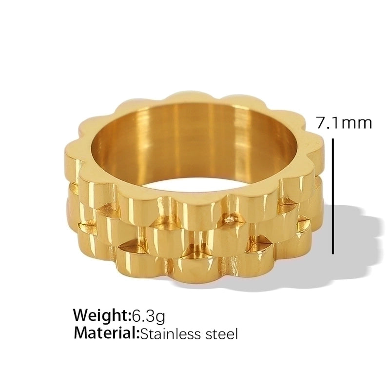 Elegant Formal Minimalist Round Solid Color 304 Stainless Steel Titanium Steel 18K Gold Plated Plating Rings Bracelets Earrings