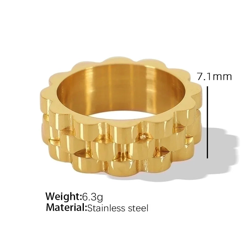 Elegant Formal Minimalist Round Solid Color 304 Stainless Steel Titanium Steel 18K Gold Plated Plating Rings Bracelets Earrings