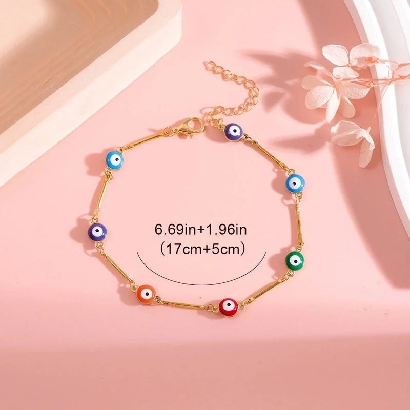 Copper Vacation Minimalist Plating Geometric Devil's Eye Bracelets Anklet Necklace