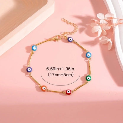 Copper Vacation Minimalist Plating Geometric Devil's Eye Bracelets Anklet Necklace