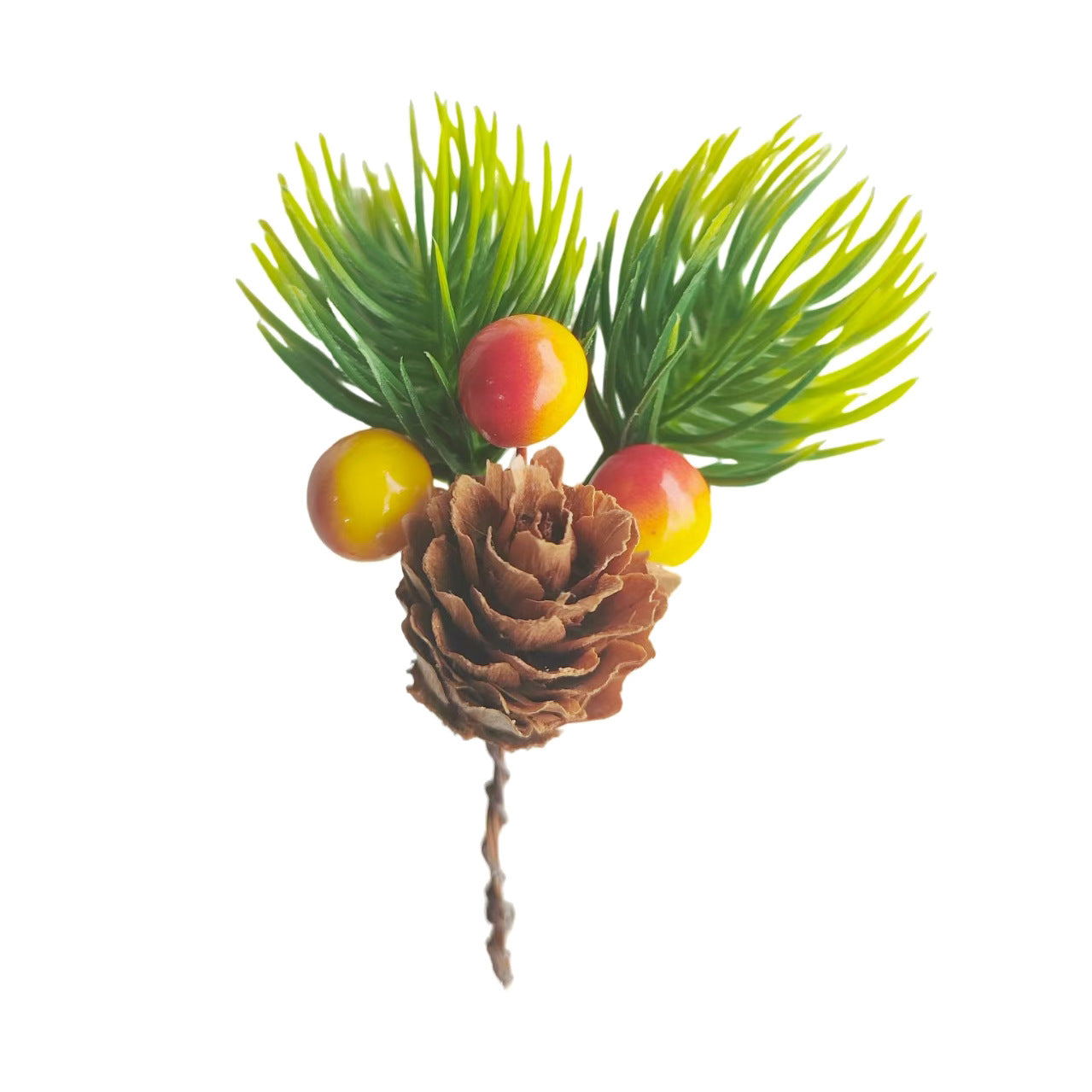 5 Pieces Pine Needle Mini Christmas Tree Accessories Gift Box Decoration Real Flowers Christmas Decoration Snow Powder Snowflake Pine Needle