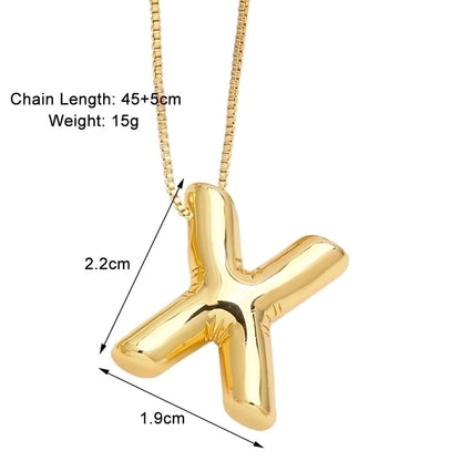 Minimalist Letter Copper Plating 18k Gold Plated Necklace Pendant