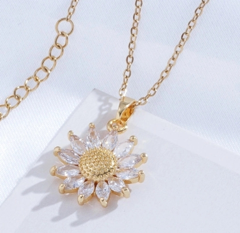 Titanium Steel Copper Plating Heart Shape Flower Umbrella Pendant Necklace