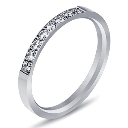 Minimalist Round Titanium Steel Plating Inlay Artificial Gemstones Rings