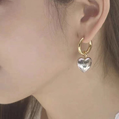 1 Pair Casual Minimalist Heart Shape Plating Titanium Steel 18K Gold Plated Drop Earrings