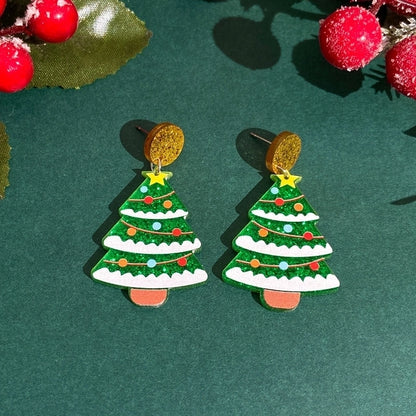 1 Pair Casual Minimalist Cactus Christmas Tree Arylic Drop Earrings