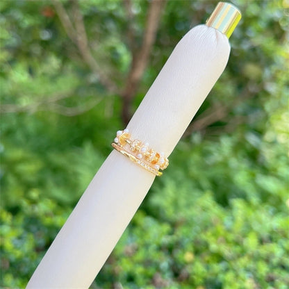 Copper 18K Gold Plated Inlay Heart Shape Zircon Open Rings