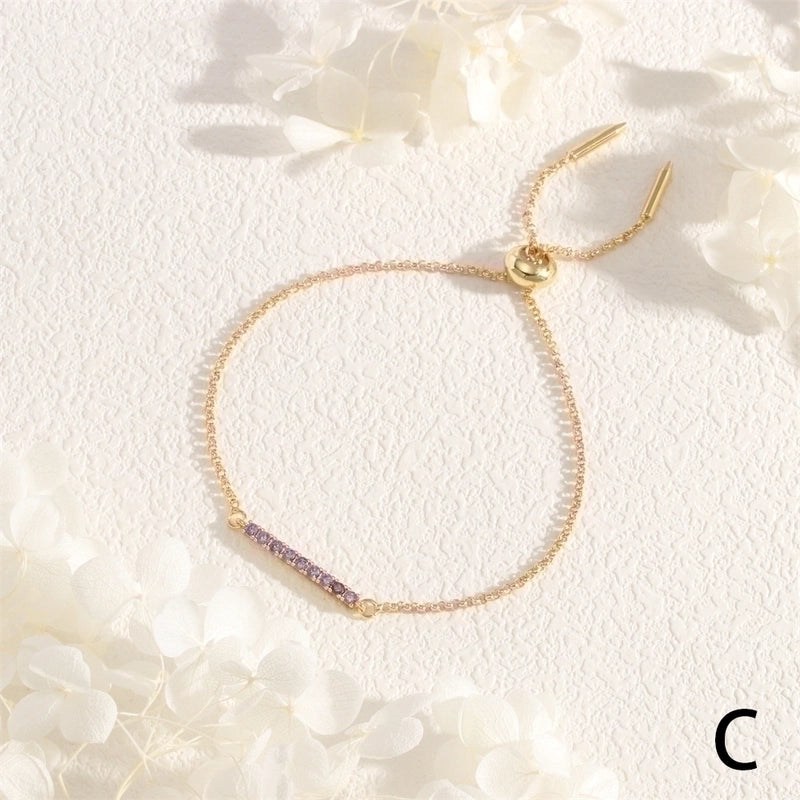 Copper 18K Gold Plated IG Style Minimalist Commute Geometric Rectangle Inlay Zircon Bracelets