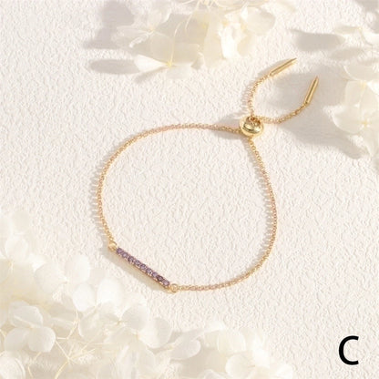 Copper 18K Gold Plated IG Style Minimalist Commute Geometric Rectangle Inlay Zircon Bracelets